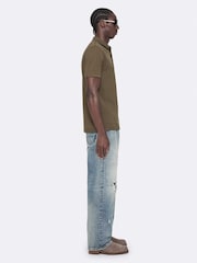 AllSaints Brown Reform Short Sleeve Polo Shirt - Image 4 of 8