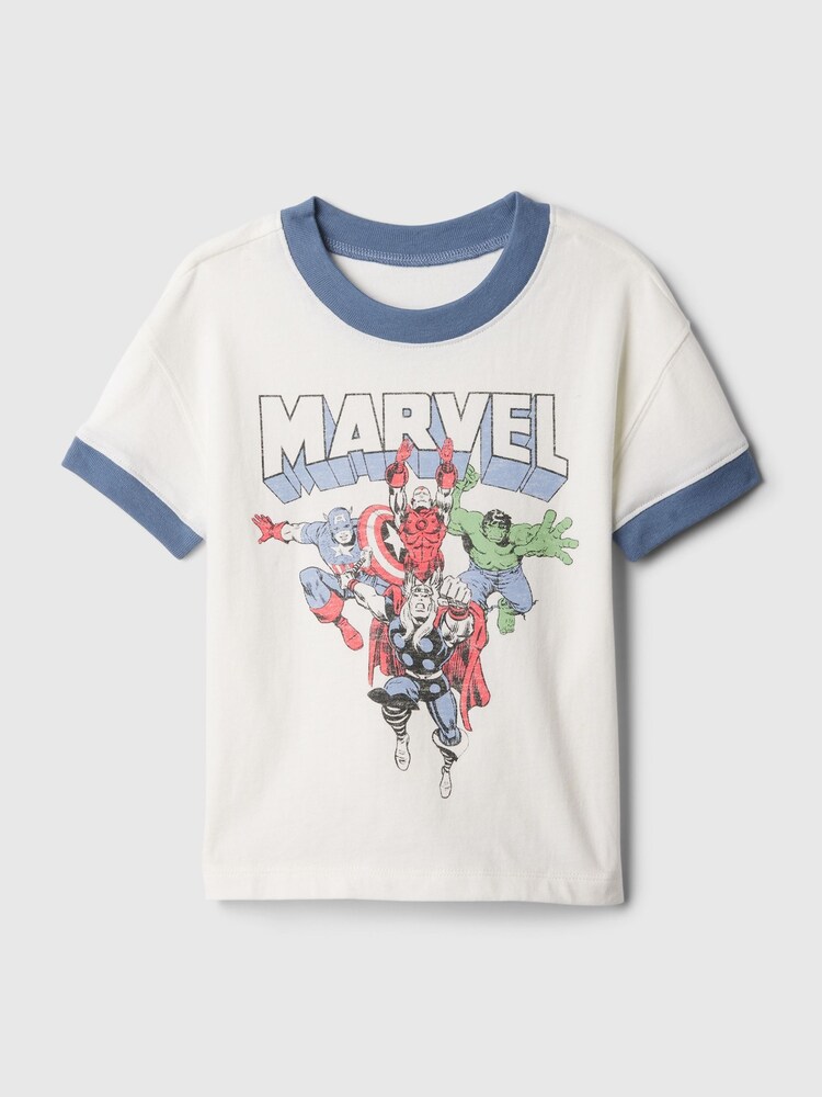 Gap White Marvel Graphic Short Sleeve Crew Neck T-Shirt (6mths-5yrs) - Image 1 of 2 Gap White Marvel Graphic Short Sleeve Crew Neck T-Shirt (6mths-5yrs) - Image 1 of 2