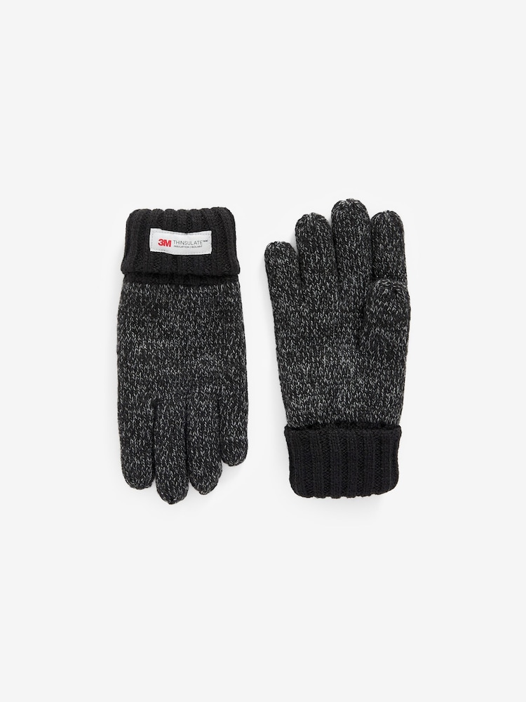 Grey Knitted Thinsulate Gloves (3-16yrs) - Image 1 of 1 Grey Knitted Thinsulate Gloves (3-16yrs) - Image 1 of 1