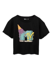 Vanilla Underground Black 100% Cotton MTV Cropped T-Shirt - Image 1 of 3