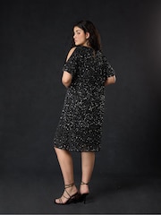 Live Unlimited Black Curve Embellished Cold Shoulder Dress - Image 2 of 5