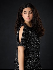 Live Unlimited Black Curve Embellished Cold Shoulder Dress - Image 3 of 5