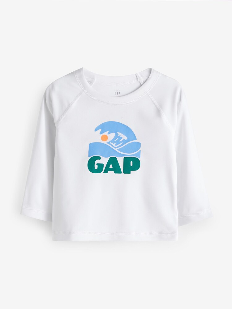 Gap White Long Sleeve Baby Rash Vest (6mths-5yrs) - Image 1 of 4