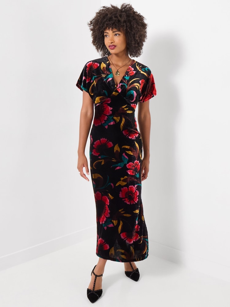 Joe Browns Black Exquisite Florals V-Neck Velour Dress - Image 2 of 7 Joe Browns Black Exquisite Florals V-Neck Velour Dress - Image 2 of 7