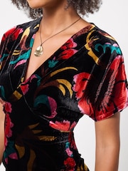 Joe Browns Black Exquisite Florals V-Neck Velour Dress - Image 3 of 7