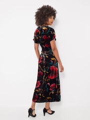 Joe Browns Black Exquisite Florals V-Neck Velour Dress - Image 4 of 7