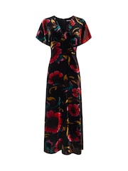 Joe Browns Black Exquisite Florals V-Neck Velour Dress - Image 7 of 7