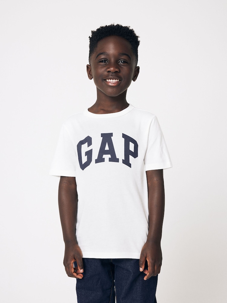 Gap White Logo Short Sleeve Crew Neck T-Shirt (Newborn-5yrs) - Image 1 of 7