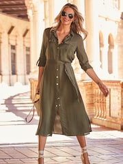 Sosandar Green Utility Shirt Dress - Image 4 of 4