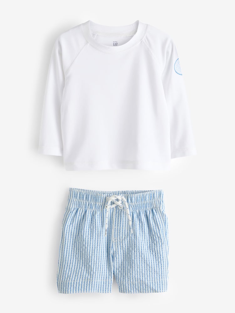 Gap White Baby Rashguard and Swim Short Set (6mths-5yrs) - Image 1 of 3