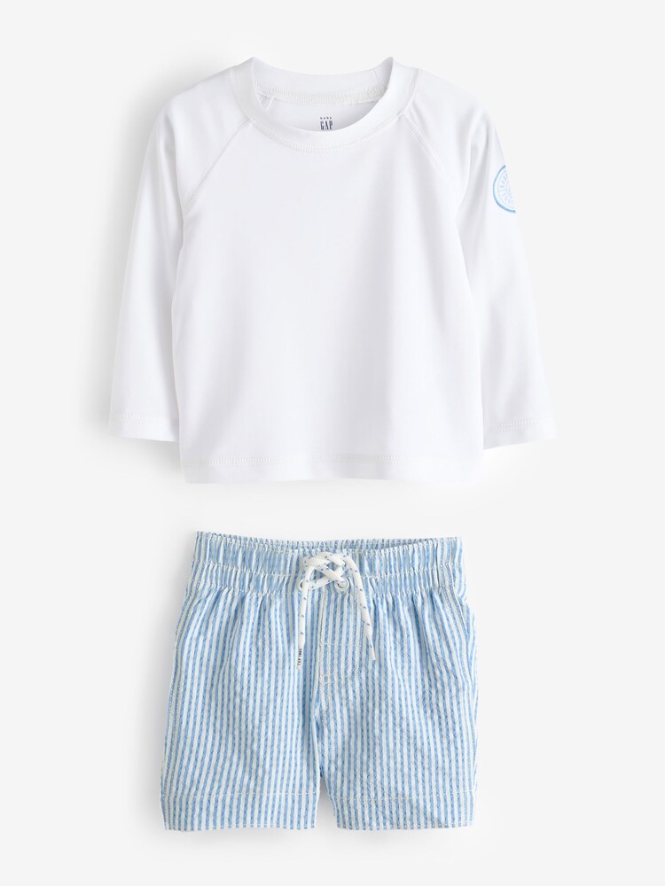 Gap White Baby Rashguard and Swim Short Set (6mths-5yrs) - Image 1 of 3 Gap White Baby Rashguard and Swim Short Set (6mths-5yrs) - Image 1 of 3