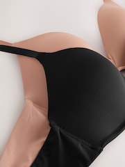 Black/Praline Nude Push Up Padded Non Wired Smoothing Bras 2 Pack A-E - Image 10 of 11