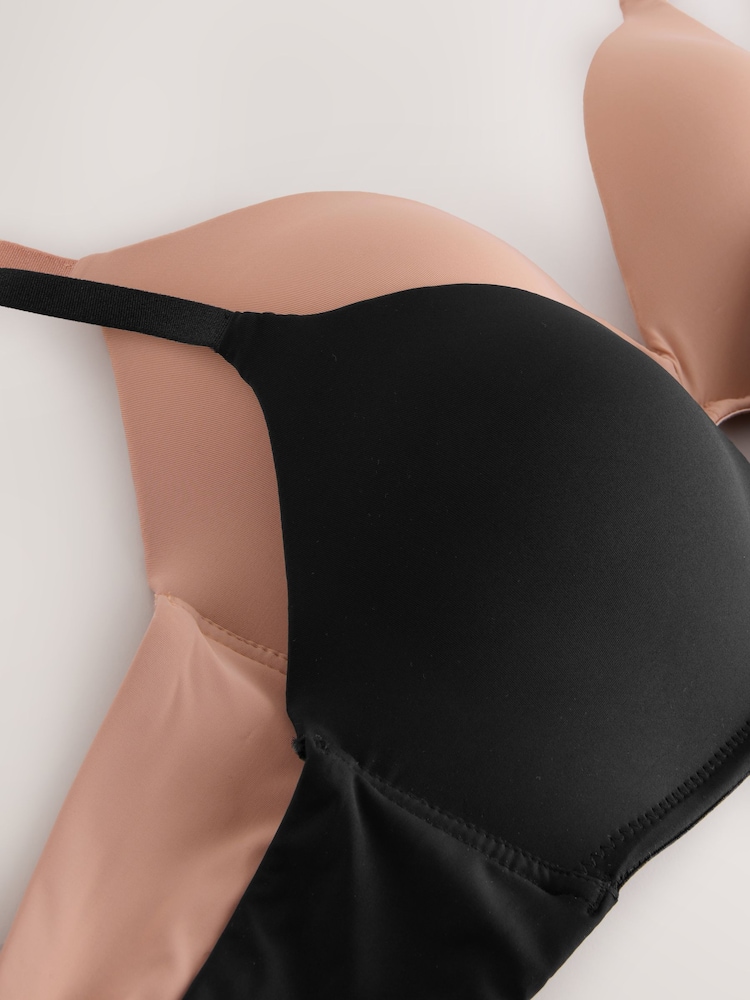 Black/Praline Nude A-E Push Up Padded Non Wired Smoothing Bras 2 Pack - Image 10 of 10 Black/Praline Nude A-E Push Up Padded Non Wired Smoothing Bras 2 Pack - Image 10 of 10