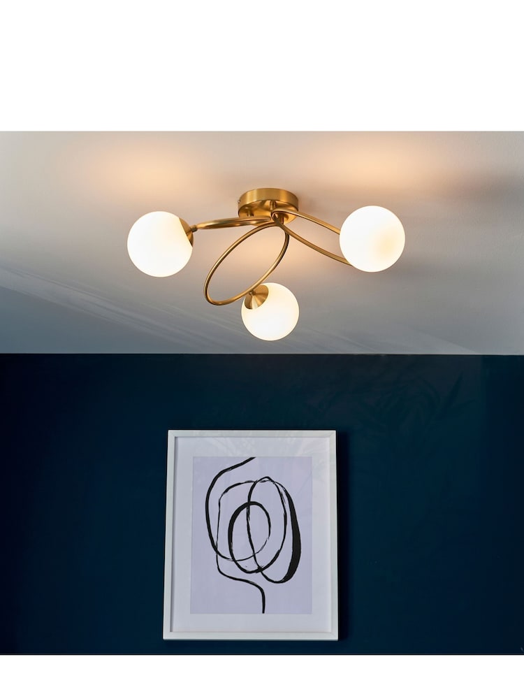 Gallery Home Brass James 3 Bulb Ceiling Light - Image 1 of 7 Gallery Home Brass James 3 Bulb Ceiling Light - Image 1 of 7