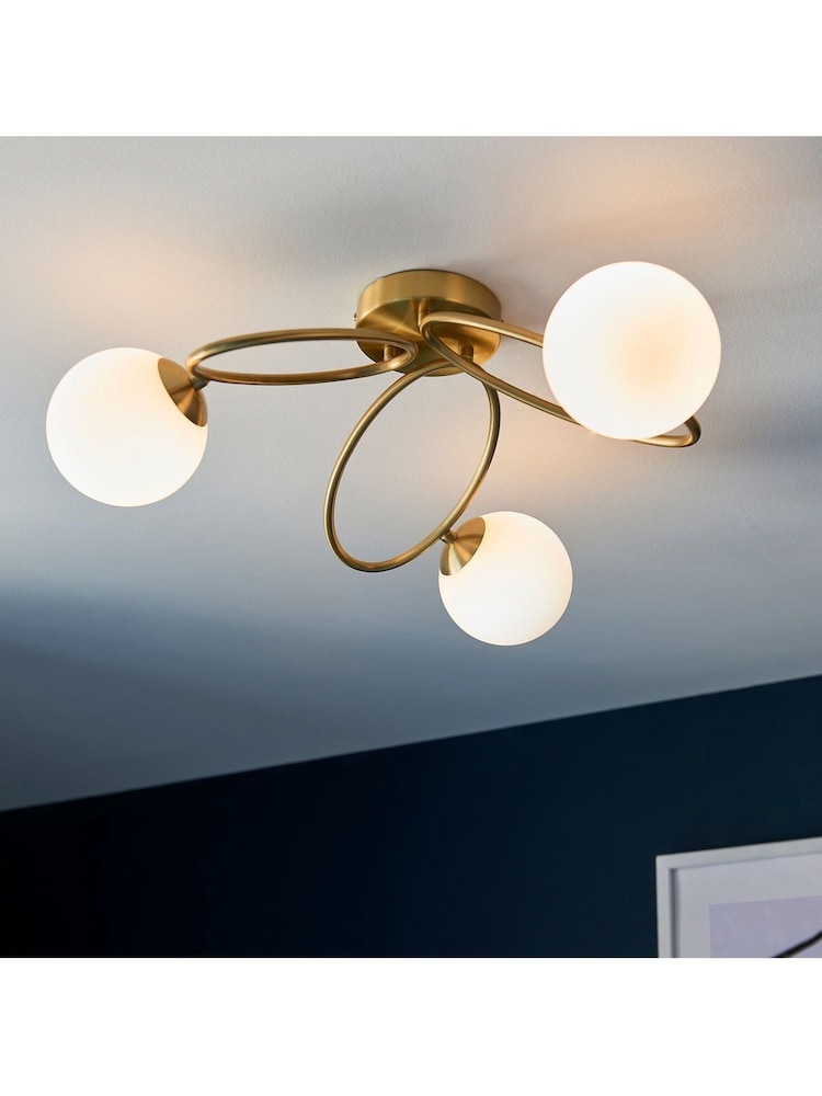 Gallery Home Brass James 3 Bulb Ceiling Light - Image 2 of 7 Gallery Home Brass James 3 Bulb Ceiling Light - Image 2 of 7