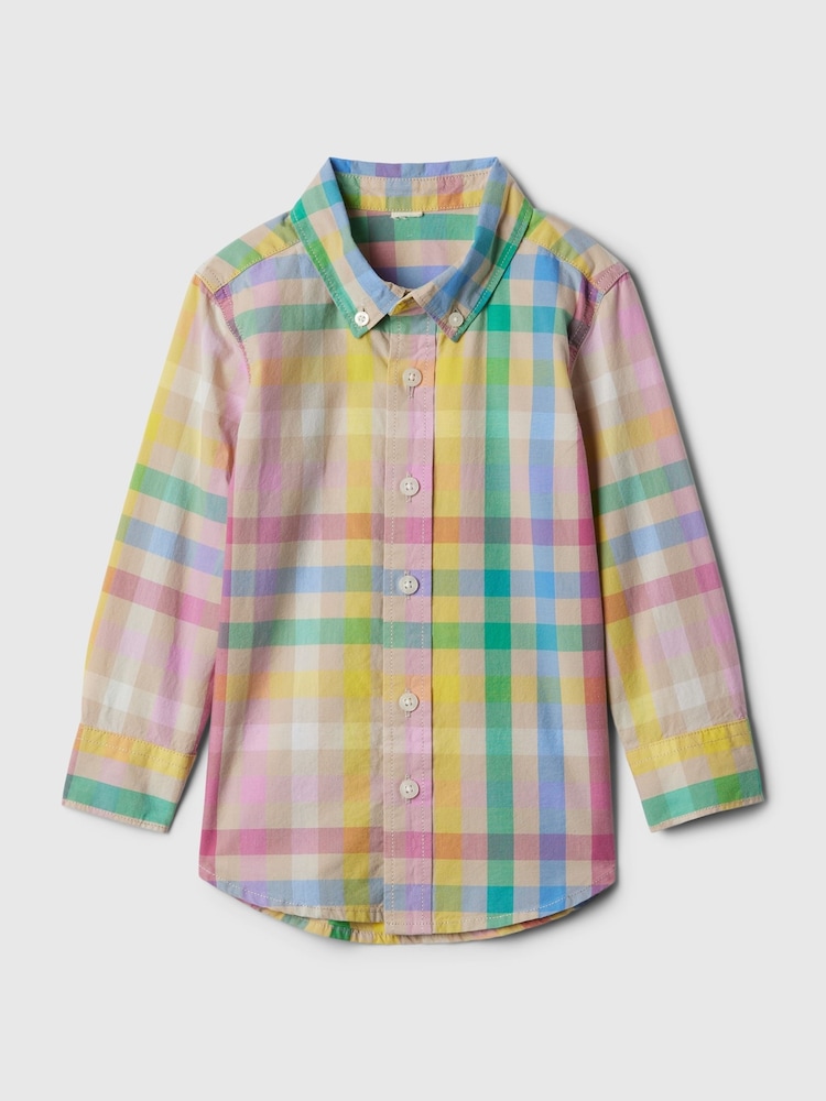 Gap Yellow and Pink Organic Cotton Check Long Sleeve Shirt (12mths-5yrs) - Image 1 of 3