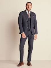 Bleu marine - Gilet de costume à chevrons à coupe régulière - Image 2 de 8