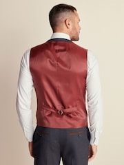 Bleu marine - Gilet de costume à chevrons à coupe régulière - Image 3 de 8