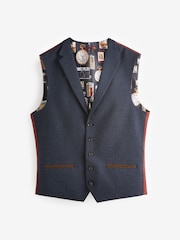 Bleu marine - Gilet de costume à chevrons à coupe régulière - Image 5 de 8
