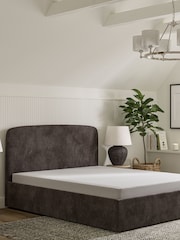 Natural Mink Plush Chenille Matson Upholstered Ottoman Storage Bed Frame - Image 2 of 7