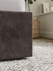 Natural Mink Plush Chenille Matson Upholstered Ottoman Storage Bed Frame - Image 3 of 7