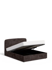 Natural Mink Plush Chenille Matson Upholstered Ottoman Storage Bed Frame - Image 6 of 7