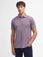 Barbour® Purple Slate Washed 100% Cotton Classic Pique Polo Shirt - Image 1 of 6