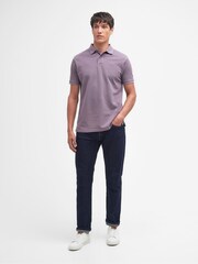 Barbour® Purple Slate Washed 100% Cotton Classic Pique Polo Shirt - Image 3 of 6