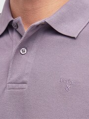 Barbour® Purple Slate Washed 100% Cotton Classic Pique Polo Shirt - Image 5 of 6
