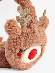Natural Brown Christmas Reindeer Earmuffs - Image 2 of 2