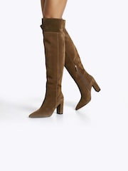 Шоколадно-коричневий - Carvela Civita Suede Over The Knee Boots - Image 1 of 5