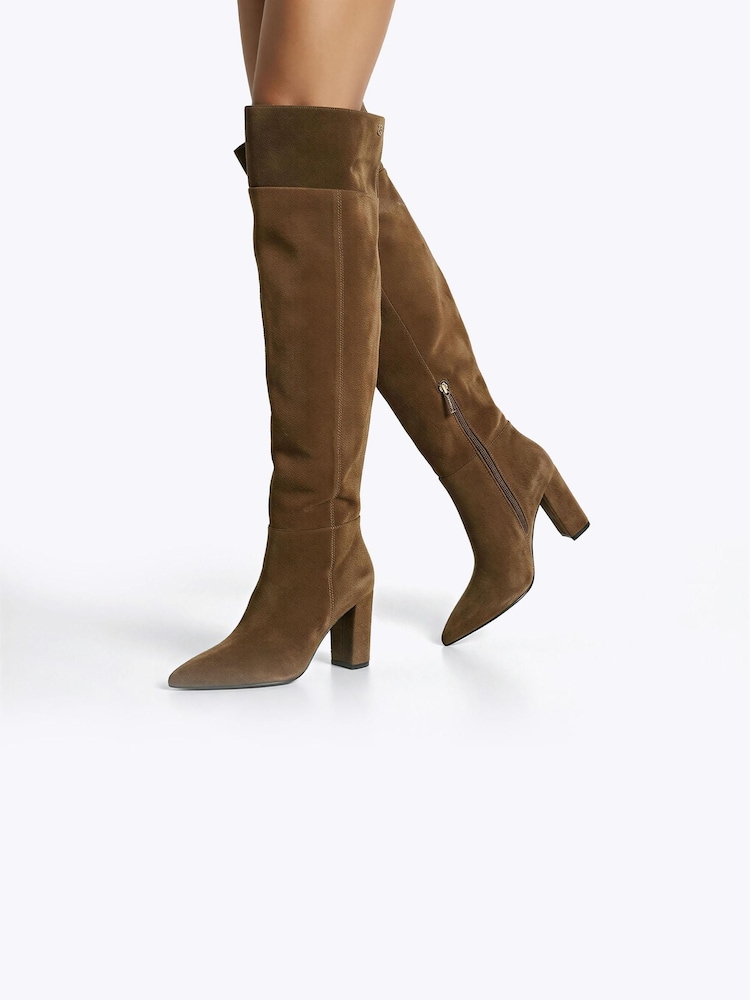 Шоколадно-коричневий - Carvela Civita Suede Over The Knee Boots - Image 1 of 5