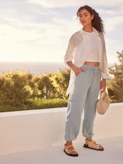 Graue Denim-Waschung - Pull-On Fallschirm-Cargo-Hose - Bild 2 von 7