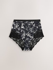Purple/Floral Print Tummy Control Shaping Lace Back Brazilian Knickers 2 Pack - Image 6 of 9