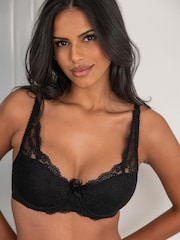 Pour Moi Black Full Cup Flora Lightly Padded Underwired Bra - Image 4 of 7