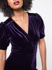 Joe Browns Purple Petite Gabriella Velour Wrap Front Jumpsuit - Image 3 of 7