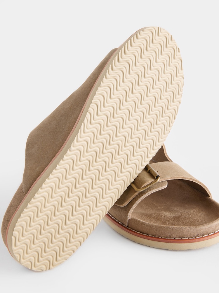 Taupe Brown Suede Two Buckle Sandals - Image 5 of 7