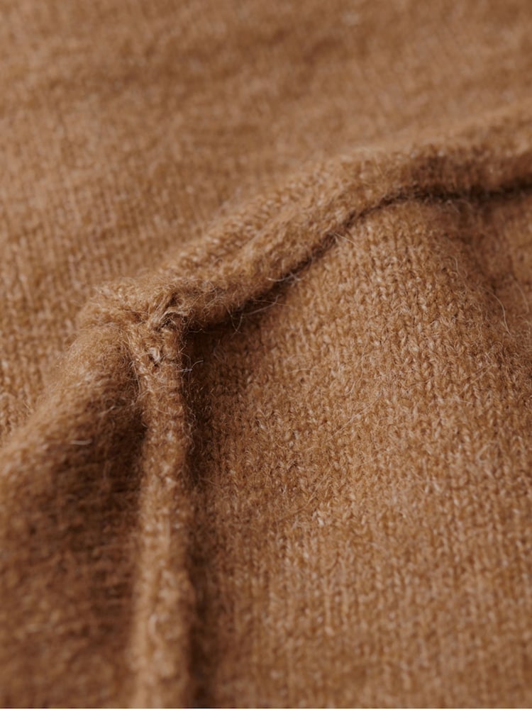 Superdry Brown V-Neck Knit Jumper Dress - Image 6 of 6