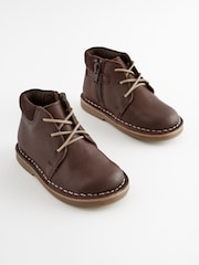 Chocolate Brown Stitchdown Boots with Inside Zip - Image 1 of 5