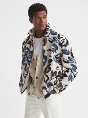 Reiss Multi Cadet Relaxed Sherpa Zip-Through Jacket - Image 1 of 5