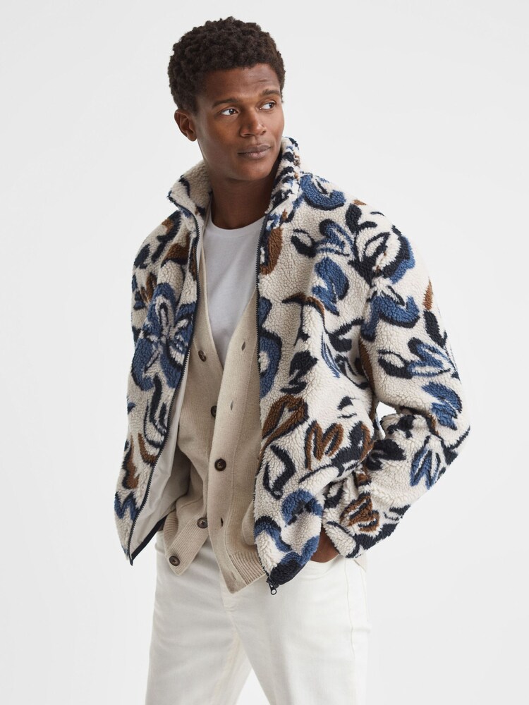 Reiss Multi Cadet Relaxed Sherpa Zip-Through Jacket - Image 1 of 5
