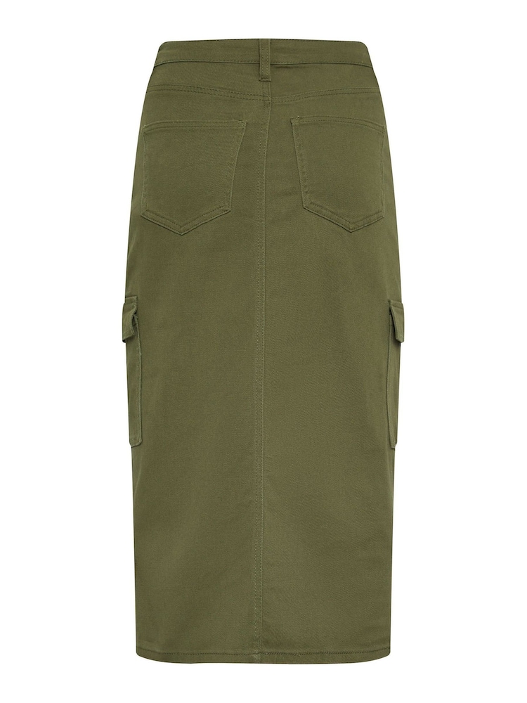 Long Tall Sally Green Utility Midi Skirt - Image 3 of 3