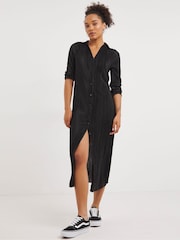 Simply Be Black Plissé Shirt Dress - Image 1 of 5