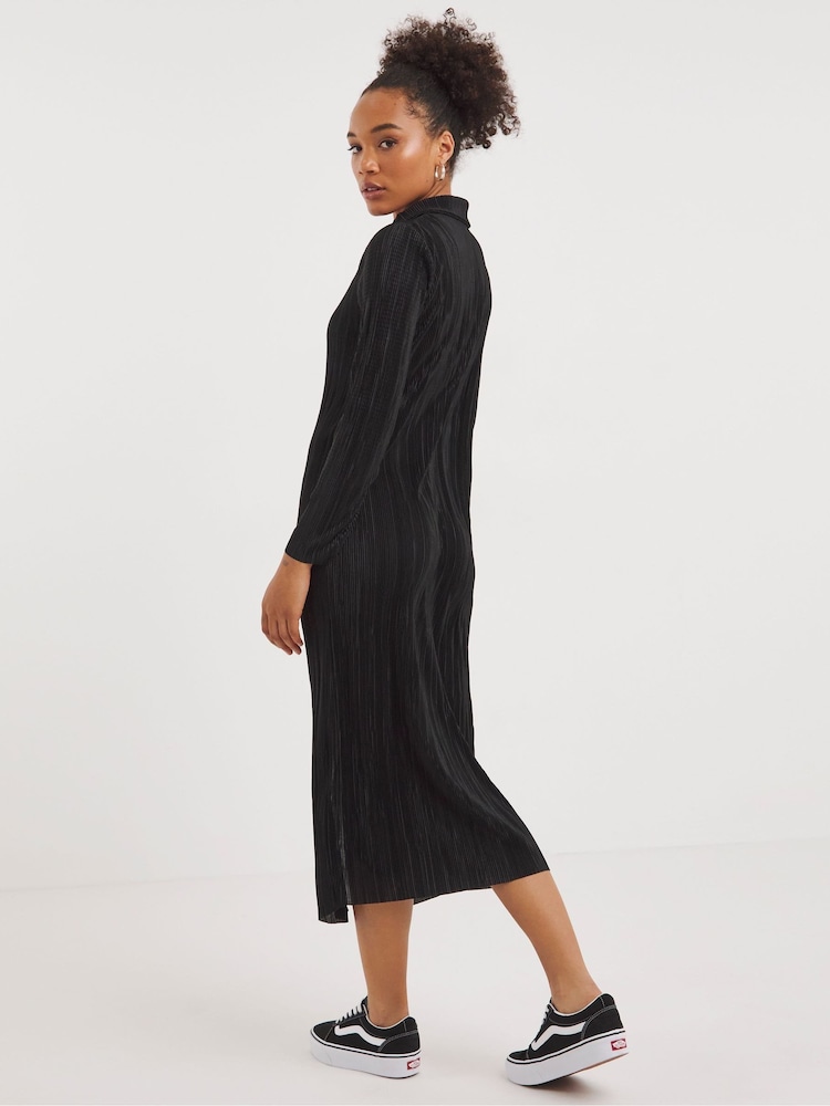 Simply Be Black Plissé Shirt Dress - Image 2 of 5
