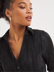 Simply Be Black Plissé Shirt Dress - Image 4 of 5