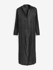 Simply Be Black Plissé Shirt Dress - Image 5 of 5