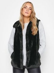 Long Tall Sally Black Faux Fur Gilet - Image 1 of 4