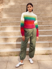 Multicolour Stripe Cropped High Neck Long Sleeve Jumper - Image 2 of 7