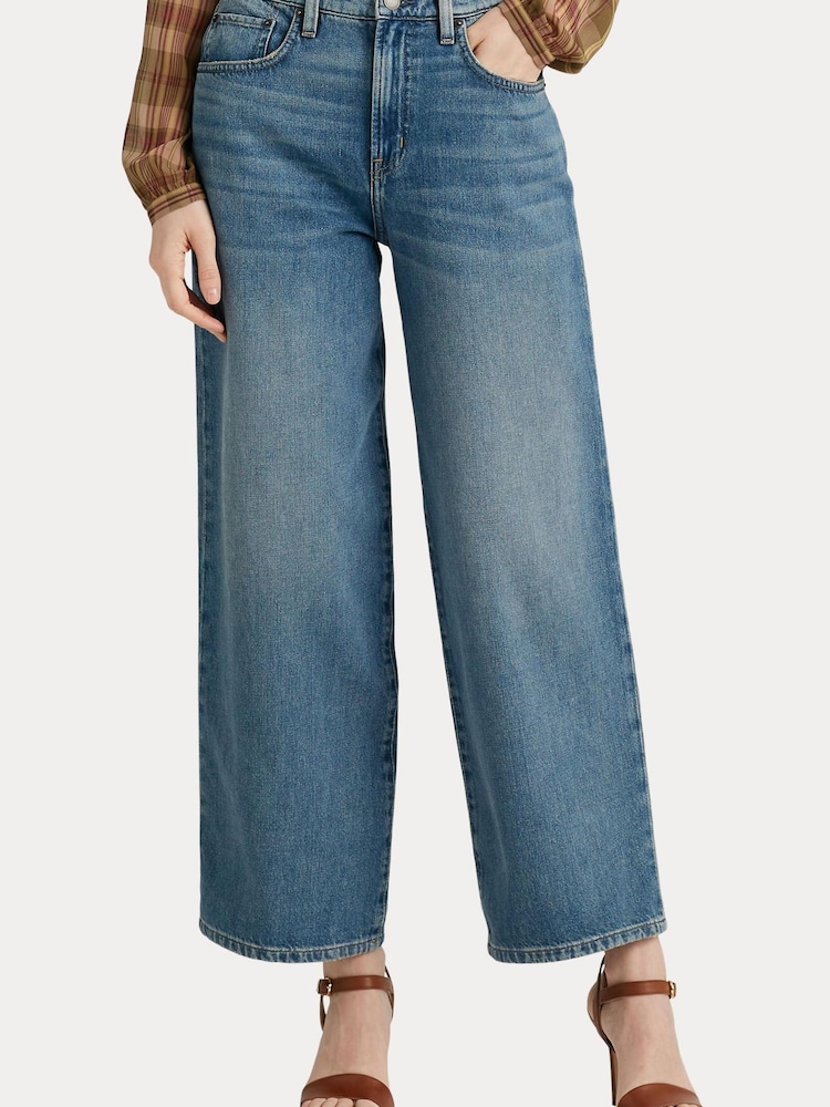 Lauren Ralph Lauren Blue High Rise Wide Leg Jeans - Image 1 of 8