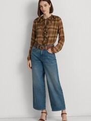 Lauren Ralph Lauren Blue High Rise Wide Leg Jeans - Image 4 of 8